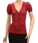 D&G Womens Top Blouse Shirt Red Silk 