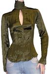 Roberto Cavalli Womens Top Blouse Shirt Green Silk 